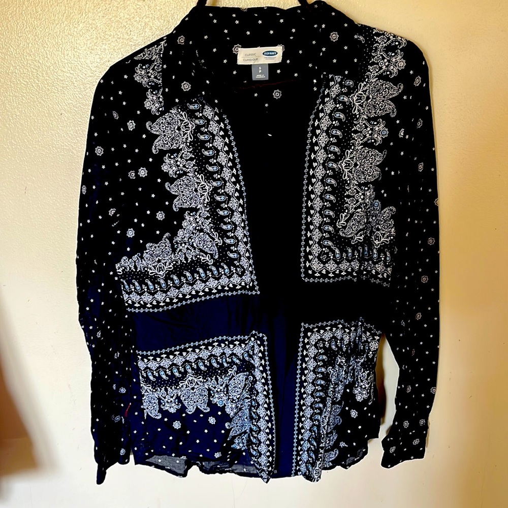 Paisley Navy Button Down Small